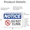 Signmission Do Not Climb Sign With Symbol, 5 in W x Rectangle, Vinyl Decal OS-2PACK-NS-D-35-L-11119 - alternate 5